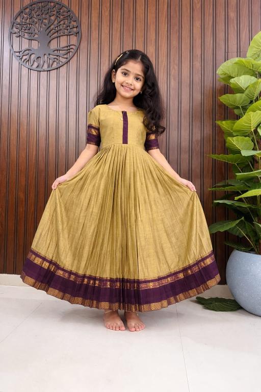 Kids COTTON gown cottan silk Cream Children apparel manufacturers in Gujarat